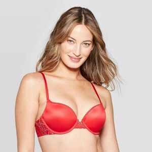 Set of 2 women's plunge push up Auden Red Lace Trim Bra 32C